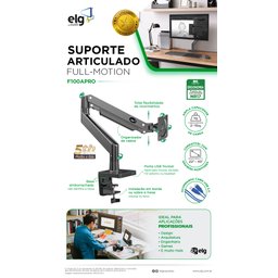 Suporte Monitor Articulado C/ Pistão a Gás 22 a 40' - Elg - 9