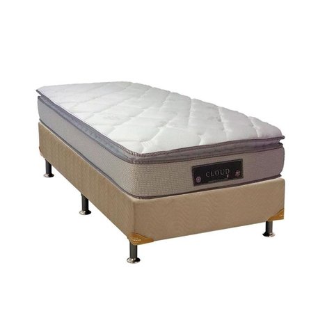 Cama Box Solteiro: Colchão Molas Ensacadas Luckspuma MasterPocket Cloud One Side + Base CRC Suede Cl