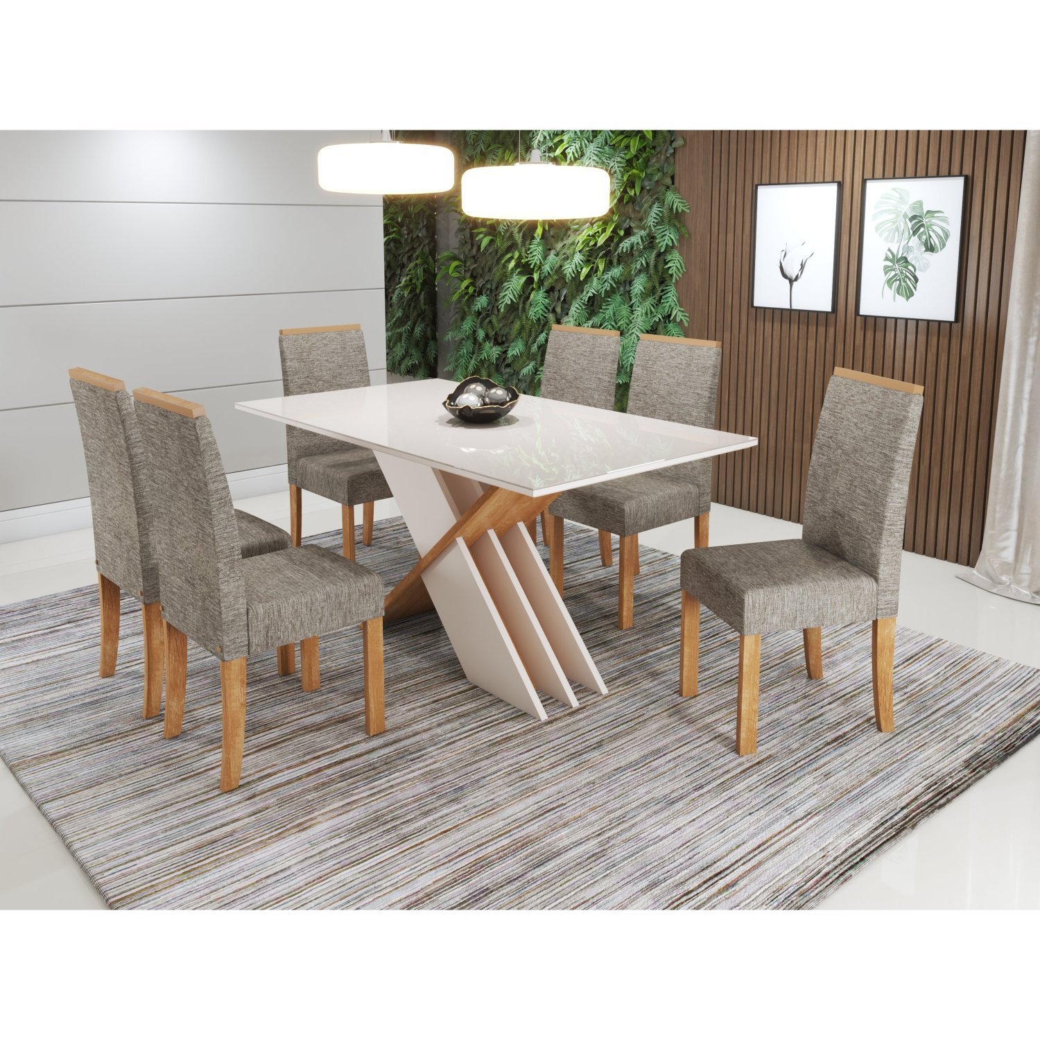 Conjunto Sala de Jantar Mesa 160 Cm Tampo MDF 6 Cadeiras Lupita Casa 812 -  Conjunto Sala de Jantar - Magazine Luiza