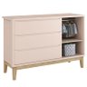 Cômoda Infantil New Classic com Porta Rosa com Pés Madeira Natural – Reller - 1