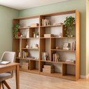 Ver imagem 1 de Kit 2 Estantes para Livros 8 Prateleiras com Nichos 240x180x30cm