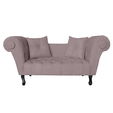 Sofá Recamier Recepção Decorativo 02 Lugares Londres Suede Rose - Incasa Decor