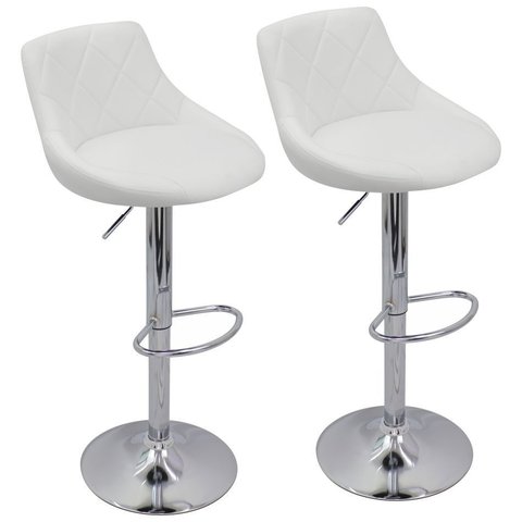 Kit 2 Banquetas Milano Carmel Estofada Giratória C/ Regulagem - Branco