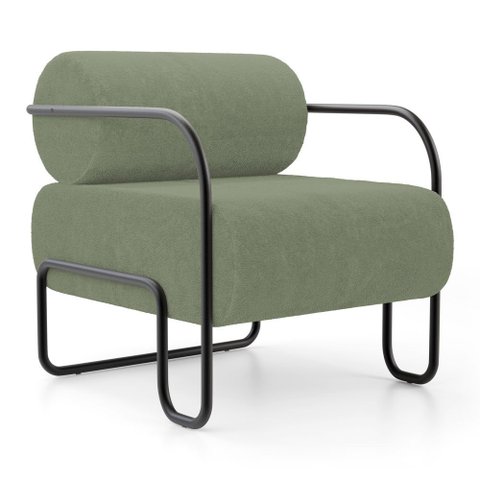 Poltrona Decorativa Orgânica Living Miska Bouclê Verde Oliva - Desk Design
