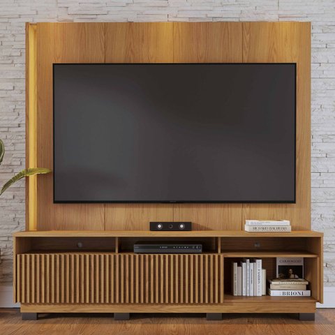 Estante Painel para Tv 75 Pol Led 200cm Yarden C04 Freijó - Lyam Decor