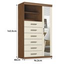 Ver imagem 4 de Guarda Roupa Casal 8 Portas 4 Gavetas Master New e Cômoda Marabá com Espelho Jatobá Areia Acetinado