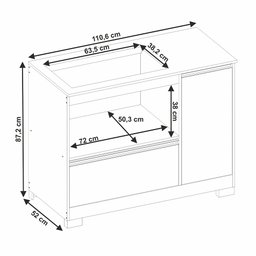 Balcão para Cooktop Notável Móveis Nt3050 1 Porta e 1 Gaveta - 7
