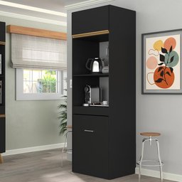 Paneleiro com Mesa Dobrável 1 Porta para Forno e Micro-ondas Veneza Gb Multimóveis Preta - 7 Paneleiro com Mesa Dobrável 1 Porta para Forno e Micro-ondas Veneza Gb Multimóveis Preta - 7