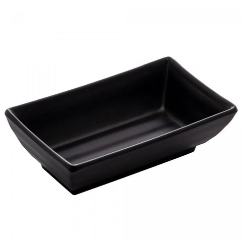 Molheira Pote Porta Shoyu Retangular de Melamina Tóquio 60ml Preto Lyor 10x6x3cm