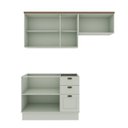 Ver imagem 2 de Cozinha Completa Modulada Aéreo 4 Portas Balcão 2 Portas 3 Gavetas com Tampo e Rodapé Luminata Verde