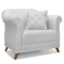 Ver imagem 7 de Kit 2 Poltronas E Sofá 2 Lugares 1,80m Cinza Pés Castanho