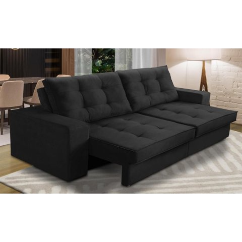 Sofá Retrátil e Reclinável 3 Lugares 2,30m com Molas Madrid Suede Mirra Decor