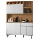 Ver imagem 2 de Kit de Cozinha Compacta Alice 6 Portas 1 Gaveta Mdf 130cm Amêndoa - Branco