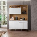 Ver imagem 1 de Kit de Cozinha Compacta Alice 6 Portas 1 Gaveta Mdf 130cm Amêndoa - Branco