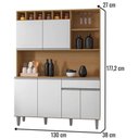 Ver imagem 3 de Kit de Cozinha Compacta Alice 6 Portas 1 Gaveta Mdf 130cm Amêndoa - Branco