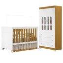 Ver imagem 1 de Berço Americano e Guarda Roupa Infantil Katatau Branco Acetinado Savana – Reller