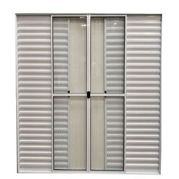 Porta de Alumínio de Correr 6 Folhas com Trinco Abertura Central 210x200cm Branco Allo Esquadrias - 2