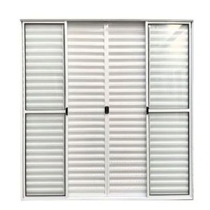 Porta de Alumínio de Correr 6 Folhas com Trinco Abertura Central 210x200cm Branco Allo Esquadrias