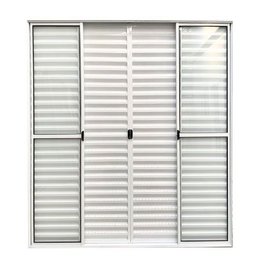 Porta de Alumínio de Correr 6 Folhas com Trinco Abertura Central 210x200cm Branco Allo Esquadrias - 1