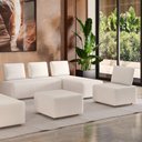 Ver imagem 5 de Conjunto Sofá 7 Lugares Moderno Versátil com Chaise, Puff e Encosto de Madeira Sebastian -