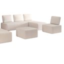 Ver mais imagens de Conjunto Sofá 7 Lugares Moderno Versátil com Chaise, Puff e Encosto de Madeira Sebastian -