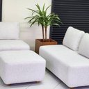 Ver imagem 3 de Conjunto Sofá 7 Lugares Moderno Versátil com Chaise, Puff e Encosto de Madeira Sebastian -