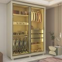 Ver imagem 1 de Guarda-Roupa Solteiro 2 Portas Reflectante com LED com Pés 100% MDF Royale
