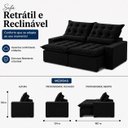 Ver imagem 3 de Sofá Malta Retrátil e Reclinável 250m - Preto