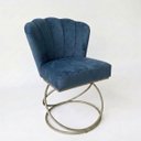 Ver imagem 4 de Poltrona Decorativa Estofada Base Aramado Aço Reforçada Industrial Champagne e Azul Marinho