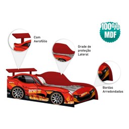 Conjunto Quarto Carro Infantil Cama e Guarda Roupas Meninos:vermelho - 4