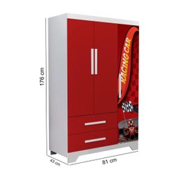 Conjunto Quarto Carro Infantil Cama e Guarda Roupas Meninos:vermelho - 5