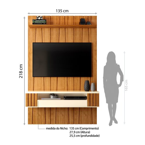 Painel Ripado para TV Até 55 Polegadas Intense com Nicho 135cm - ViaNossa