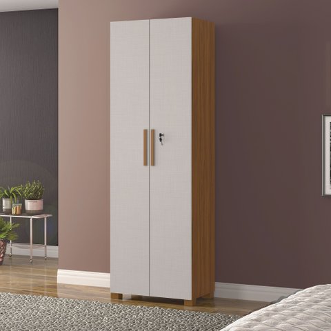 Armário para Escritório 2 Portas com Chave 61cm Nt 4020 Marrom Freijó/Off White