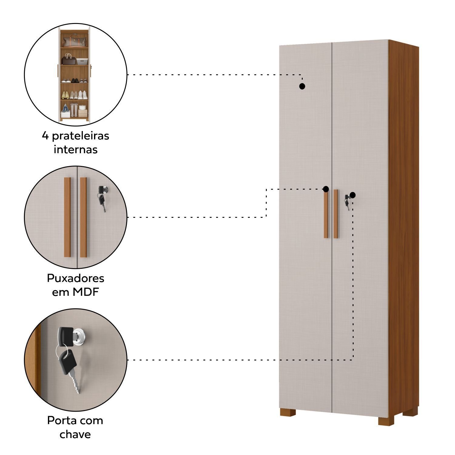 Armário para Escritório 2 Portas com Chave 61cm Nt 4020 Marrom