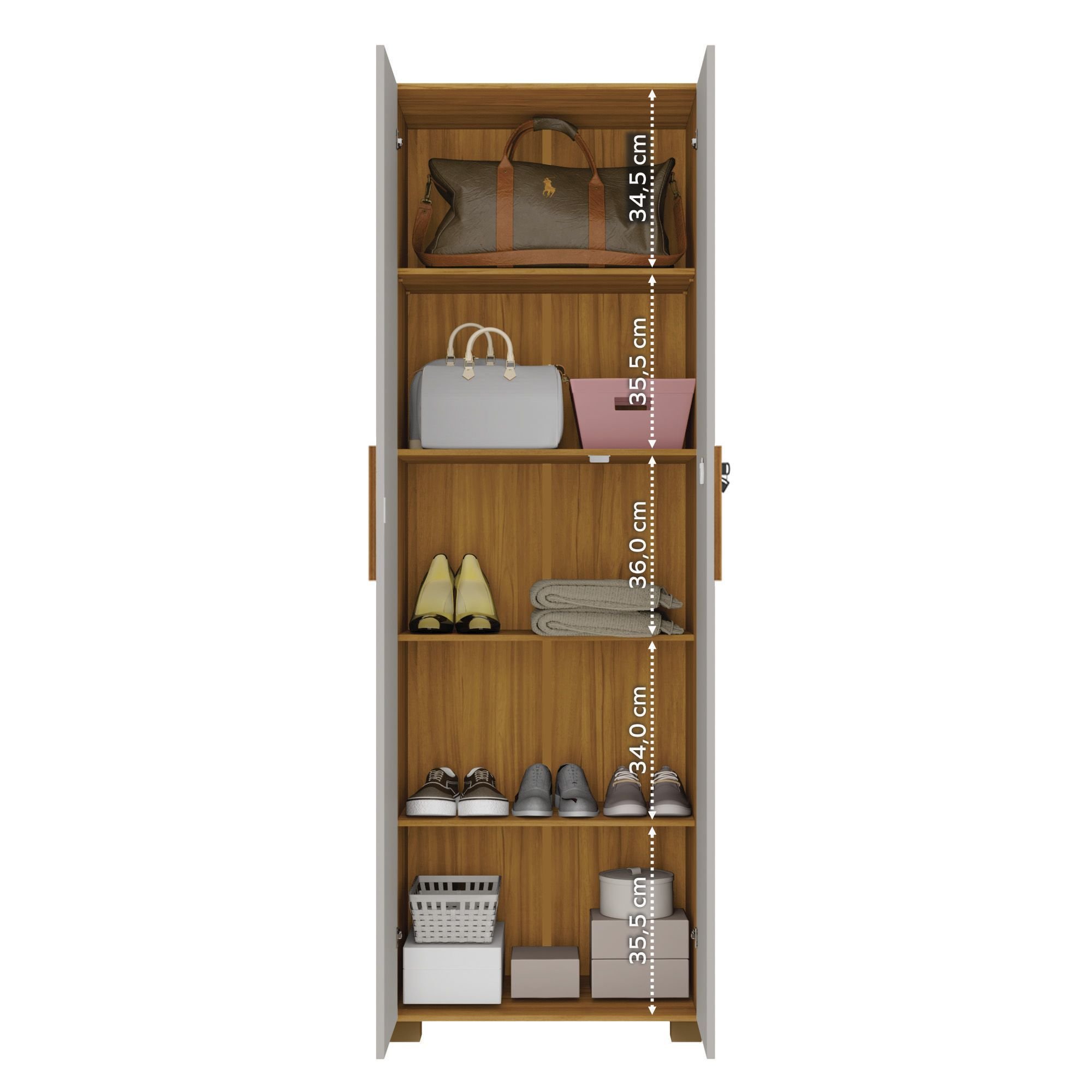 Armário para Escritório 2 Portas com Chave 61cm Nt 4020 Marrom