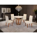 Ver imagem 1 de Conjunto Sala de Jantar Mesa Livia Redonda 100cm Tampo Vidro/mdf com 4 Cadeiras Livia