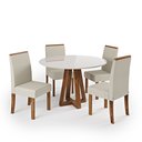 Ver imagem 2 de Conjunto Sala de Jantar Mesa Livia Redonda 100cm Tampo Vidro/mdf com 4 Cadeiras Livia