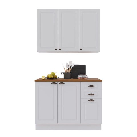 Cozinha Compacta Bariloche 6 Portas 2 Gavetas com Tampo 100% MDF Branco - Indékes