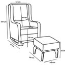 Ver imagem 7 de Poltrona Amamentação Balanço Cadeira Descanso Aquila Retrô Puff Linho Bege