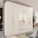 Ver imagem 1 de Guarda-Roupa Casal 6 Portas 3 Gavetas com Espelho Roma Espresso Móveis Branco/Off Arenas