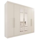 Ver imagem 3 de Guarda-Roupa Casal 6 Portas 3 Gavetas com Espelho Roma Espresso Móveis Branco/Off Arenas