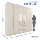 Ver imagem 4 de Guarda-Roupa Casal 6 Portas 3 Gavetas com Espelho Roma Espresso Móveis Branco/Off Arenas