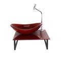 Ver imagem 1 de Kit Cuba de Vidro Oval 10mm Tampo 40cm Vermelho Cereja Full com Suporte Torneira Valvula