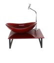Ver imagem 1 de Kit Cuba de Vidro Oval 10mm Tampo 40cm Vermelho Cereja Full com Suporte Torneira Valvula