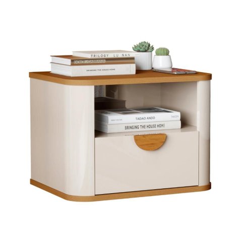 Mesa de Cabeceira Suspensa Buriti 1g Off White Nature Jb