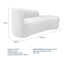 Ver imagem 3 de Recamier Curvo Orgânico 160cm 2 Lugares Lado Direito para Sala Estar Bouclé Paris Branco
