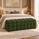 Ver imagem 2 de Recamier Baú Cama Queen 193cm Banco Puf Estofado Bouclé Boss:Verde/Bouclé Memphis