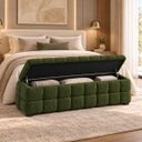 Ver imagem 1 de Recamier Baú Cama Queen 193cm Banco Puf Estofado Bouclé Boss:Verde/Bouclé Memphis