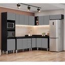 Ver imagem 2 de Armário de Cozinha Modulada de Canto 8 Peças Cp01 Balcão Preto/cinza - Lumil