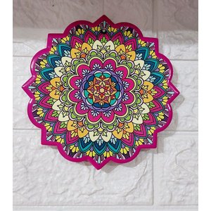 Quadro Mandala Enfeite Parede Porcelana Colorida Sorte